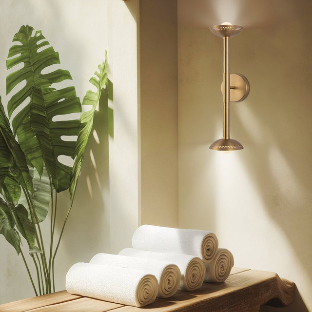 Alora Mood Arden 2-Light LED Wall Light installed lit