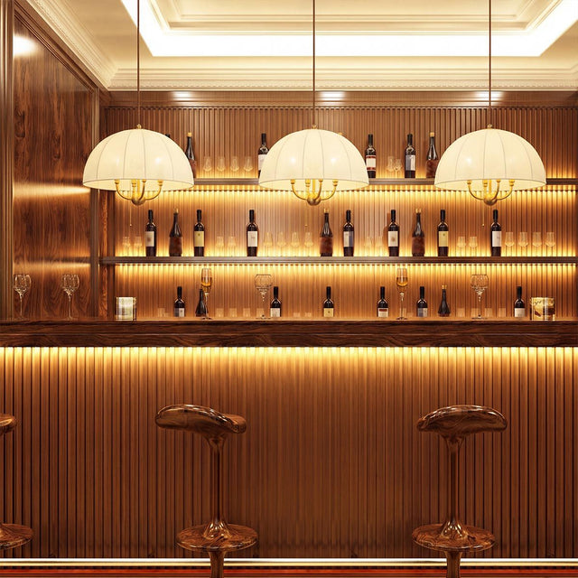 Alora Mood Crosby 4-Light Pendant installed over bar
