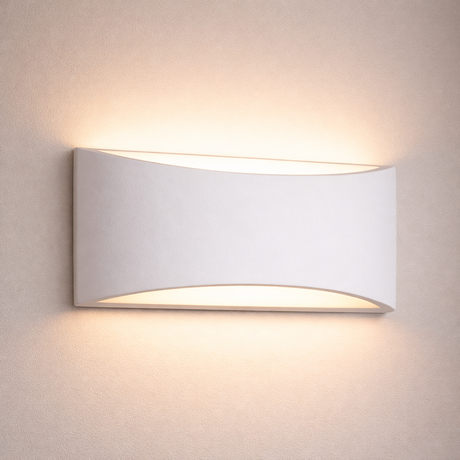 Batlow large white plaster wall light illuminated up and down — GildNest UK
