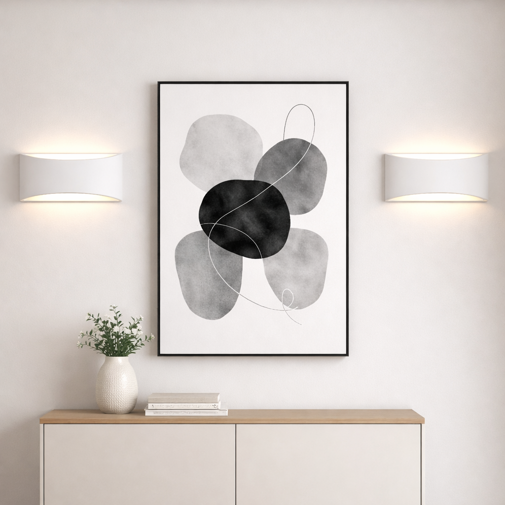 Batlow large plaster wall light in modern UK hallway — GildNest UK