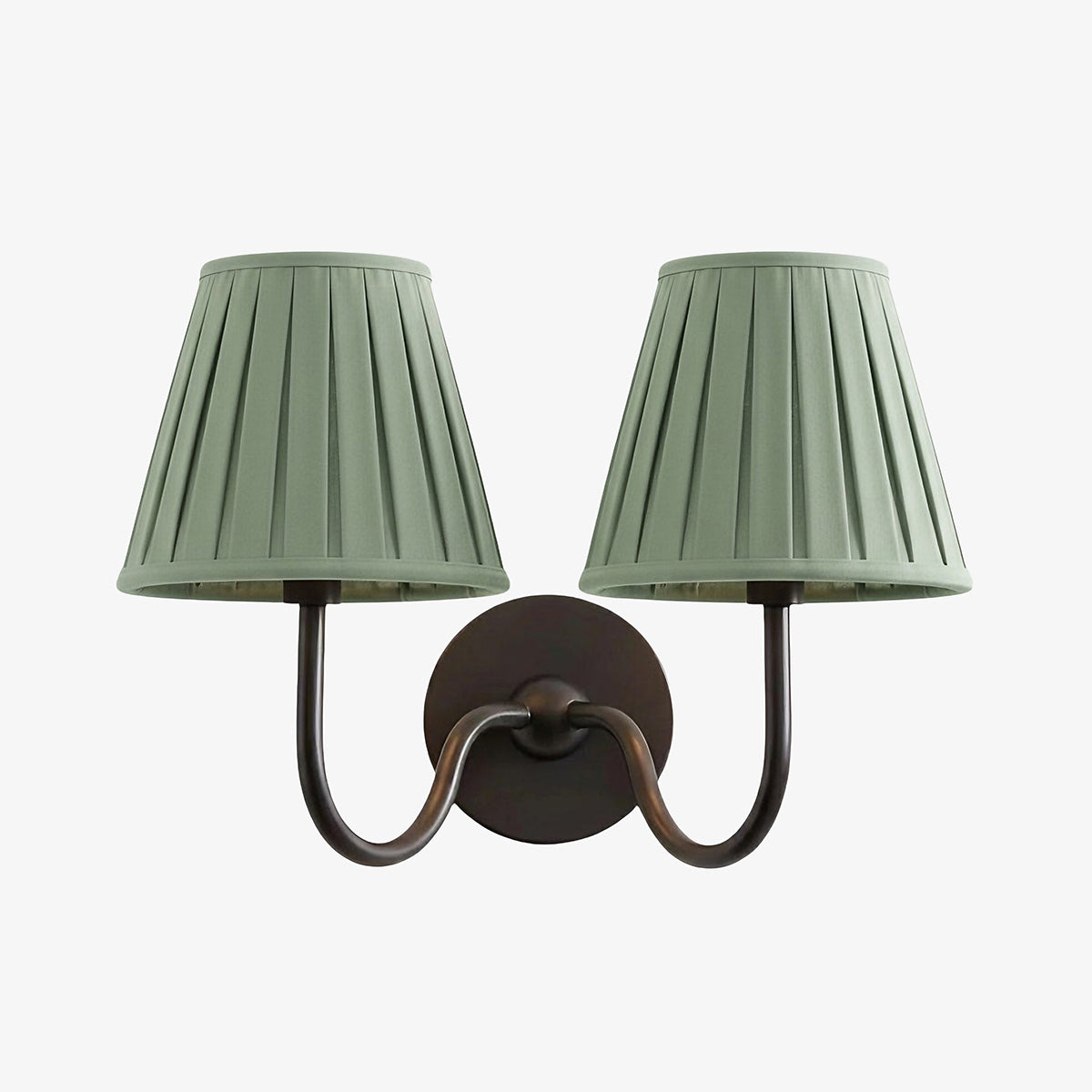 Luvora Wall Lamp 2 Heads / Matte Black / Sage Green Pleated