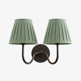 Luvora Wall Lamp 2 Heads / Matte Black / Sage Green Pleated