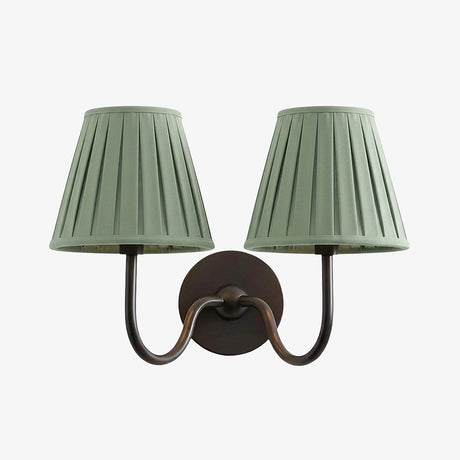 Luvora Wall Lamp 2 Heads / Matte Black / Sage Green Pleated