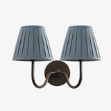 Luvora Wall Lamp 2 Heads / Matte Black / Dusty Blue Pleated