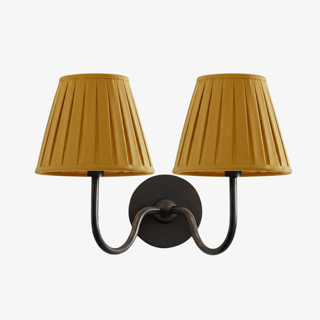 Luvora Wall Lamp 2 Heads / Matte Black / Mustard Yellow Pleated