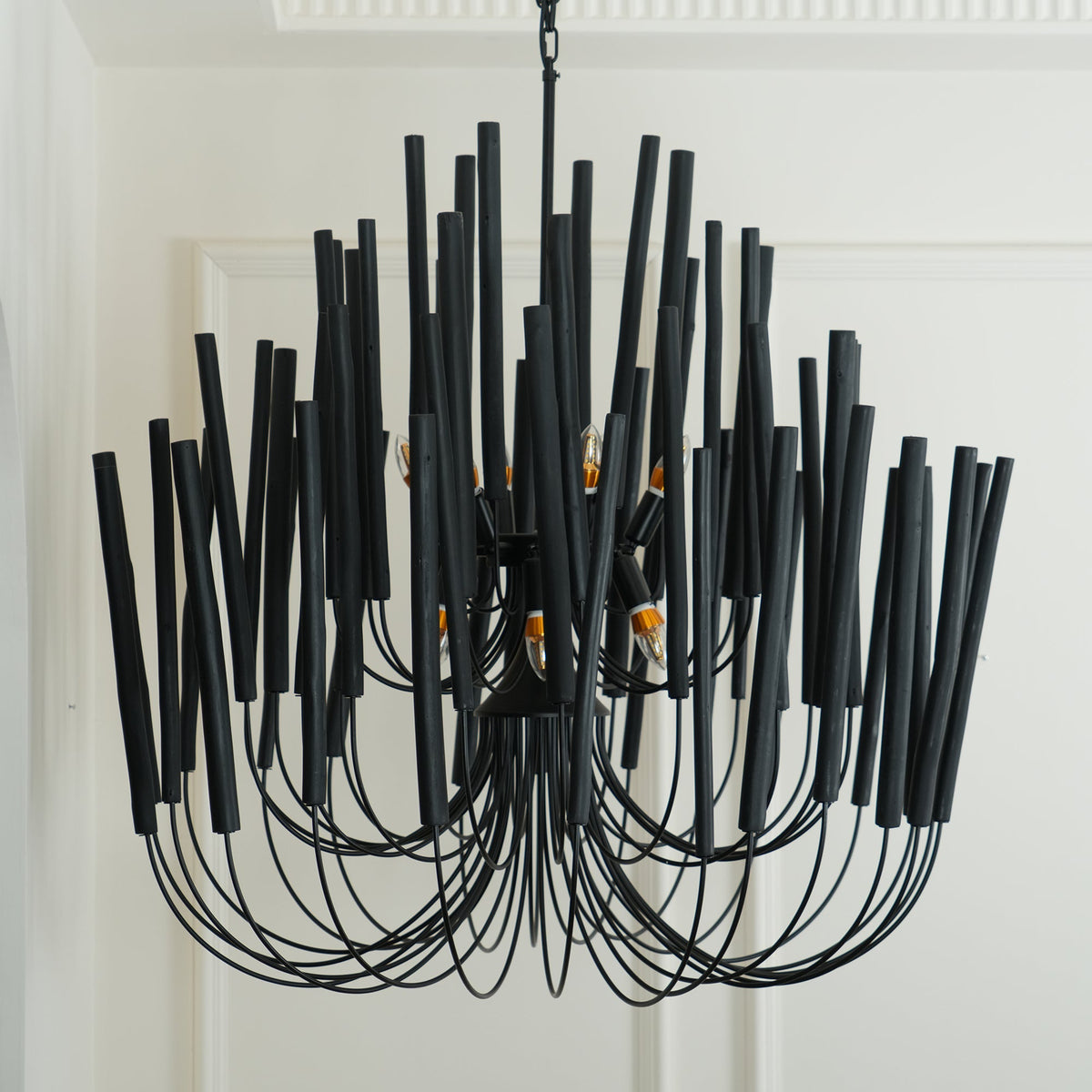 Multi-Stick Wooden Chandelier