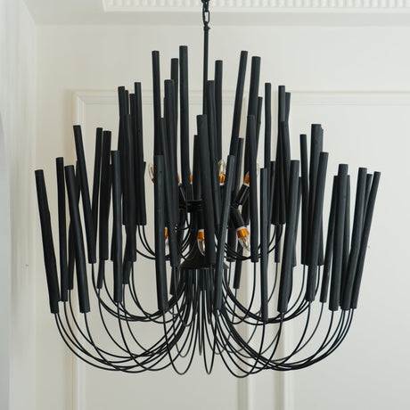 Multi-Stick Wooden Chandelier