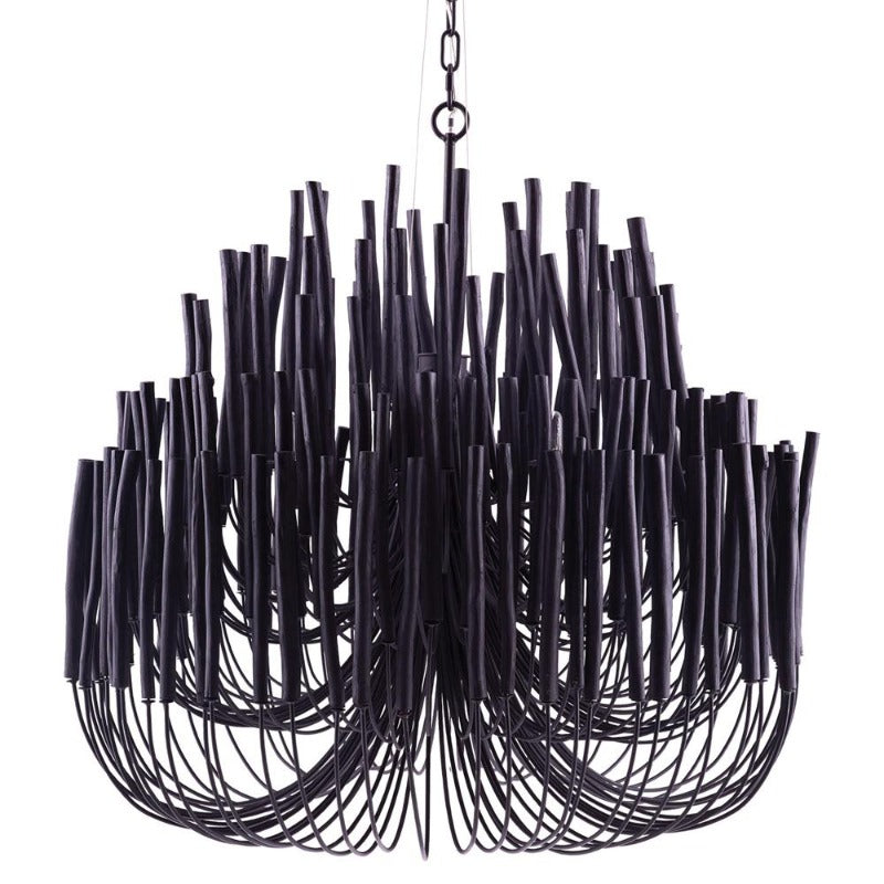 Multi-Stick Wooden Chandelier