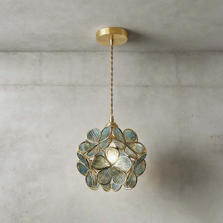 Glass Petal Pendant Light Blue