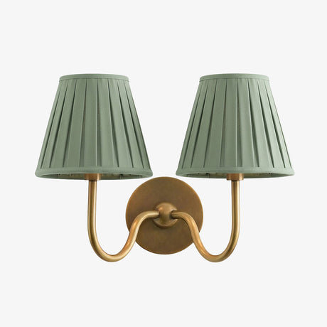 Luvora Wall Lamp 2 Heads / Tumbled Brass / Sage Green Pleated