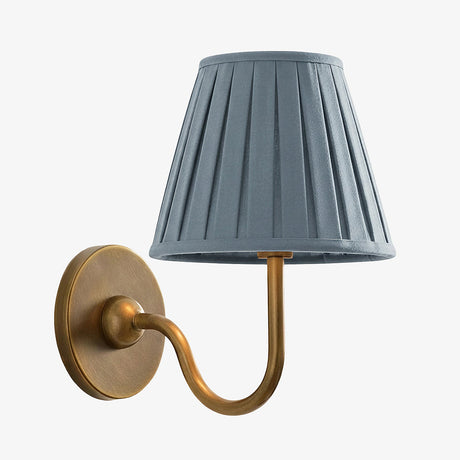 Luvora Wall Lamp 1 Head / Tumbled Brass / Dusty Blue Pleated