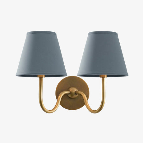 Luvora Wall Lamp 2 Heads / Tumbled Brass / Dusty Blue Plain