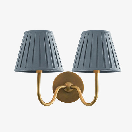Luvora Wall Lamp 2 Heads / Tumbled Brass / Dusty Blue Pleated