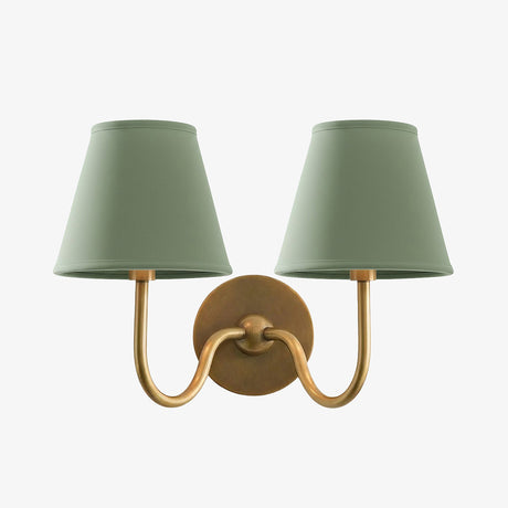 Luvora Wall Lamp 2 Heads / Tumbled Brass / Sage Green Plain
