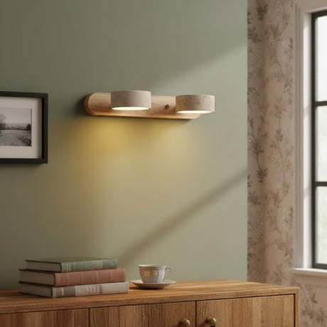 Travertine wall light detail — GildNest UK
