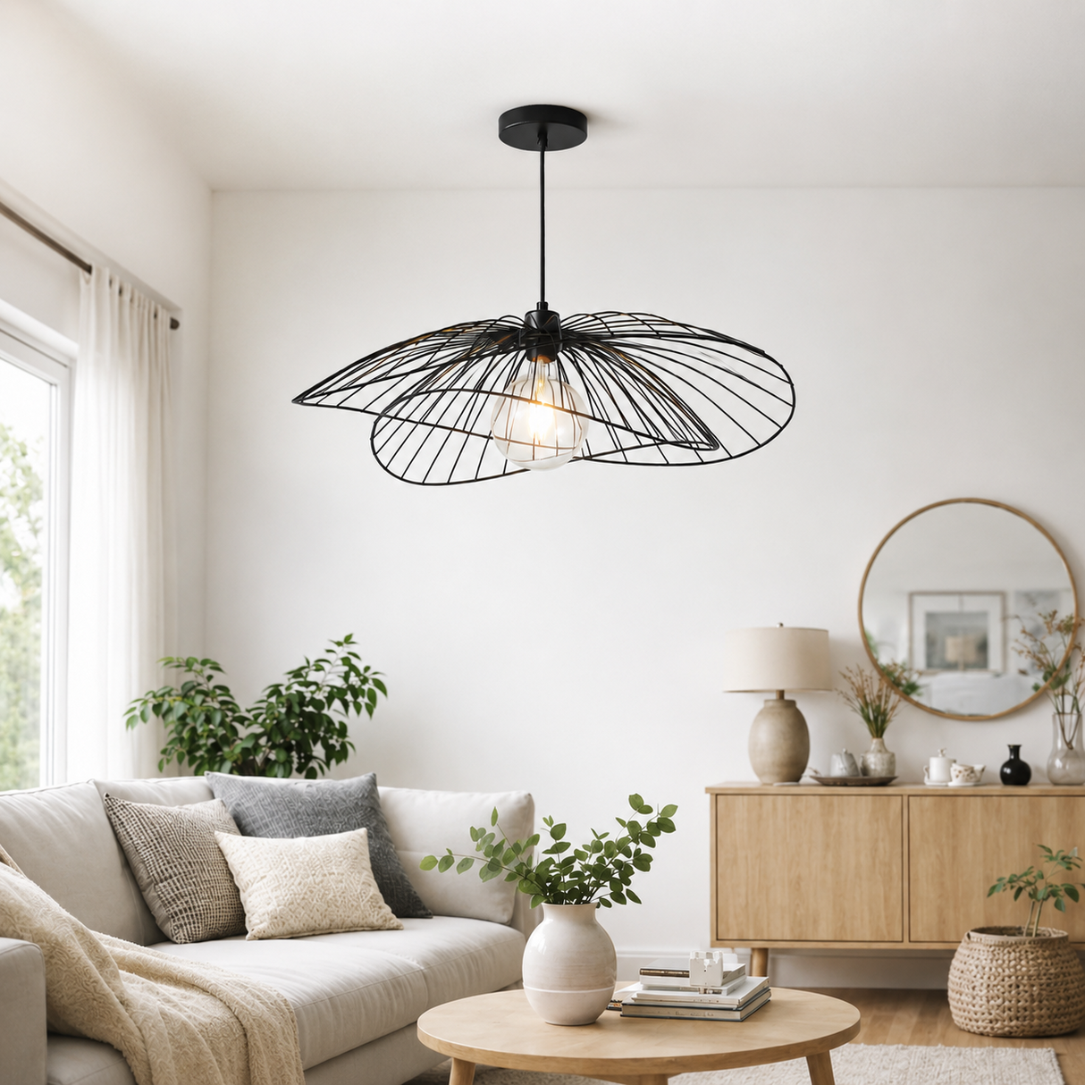 Broome 65cm Black Wire Globe Pendant Light