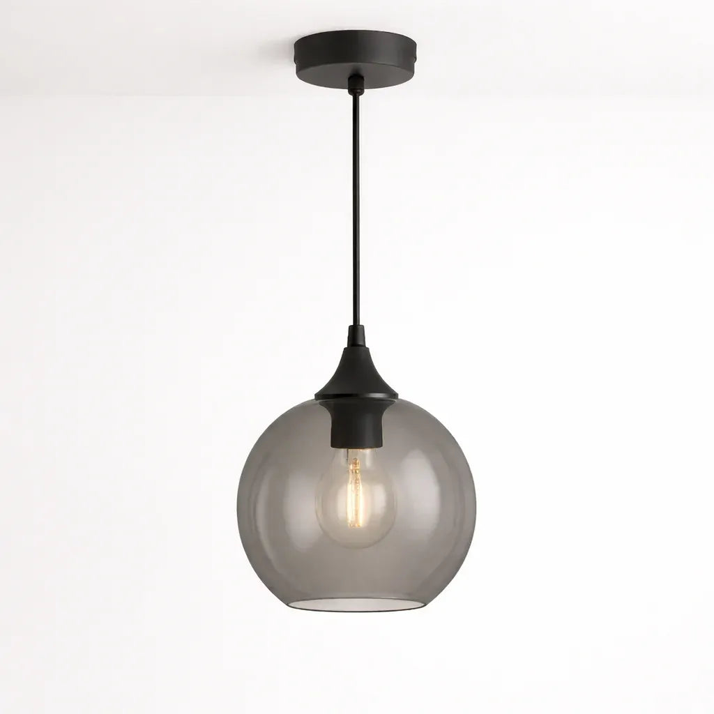 Irvine Matt Black Globe Pendant Light | 4 Glass Finishes
