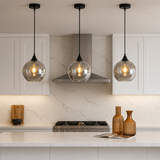 Irvine Matt Black Globe Pendant Light | 4 Glass Finishes