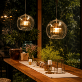 June Glass Globe Pendant Light | Clear & Amber