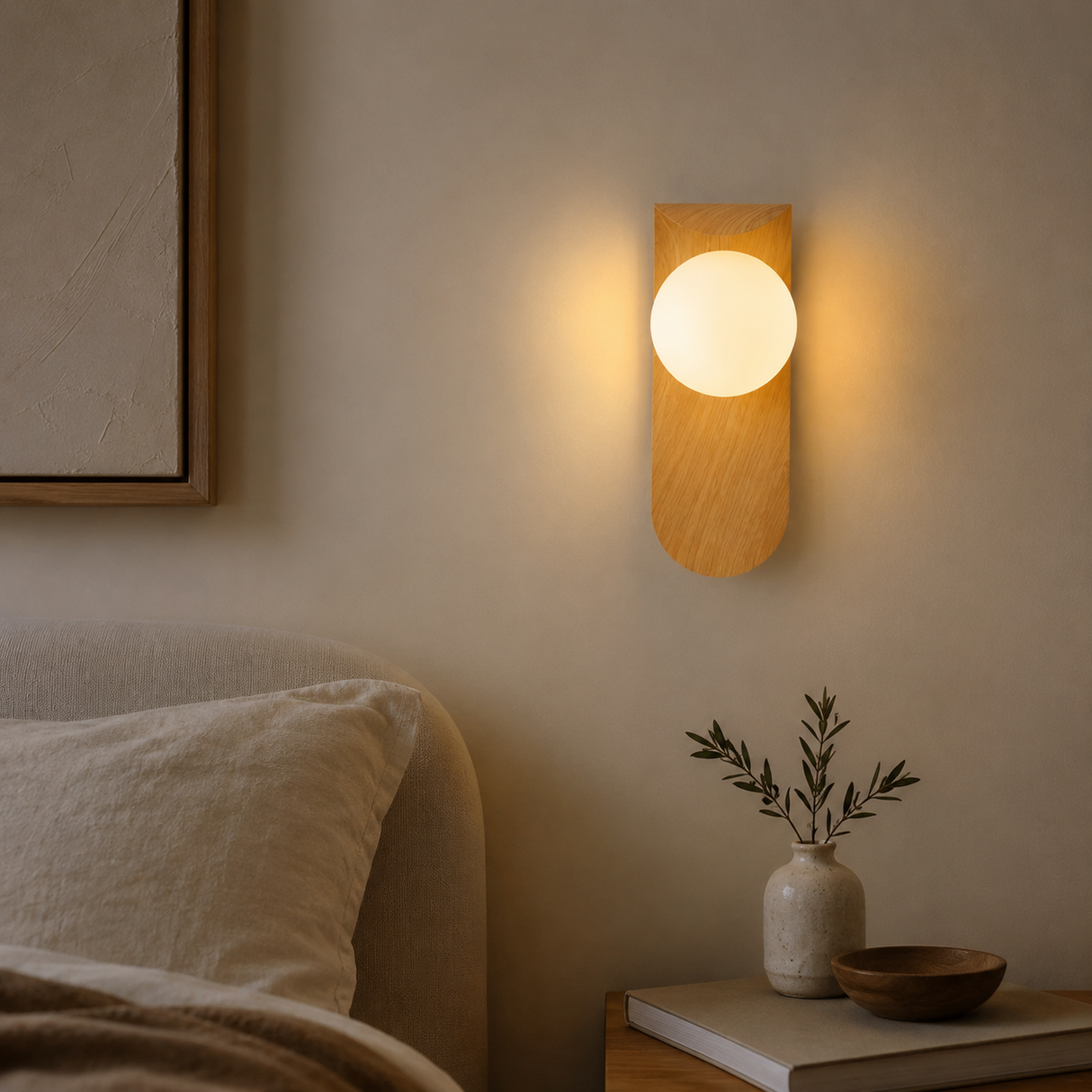 Scandinavian Wood Globe Wall Sconce | Warm & Cold White LED
