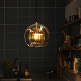 June Glass Globe Pendant Light | Clear & Amber