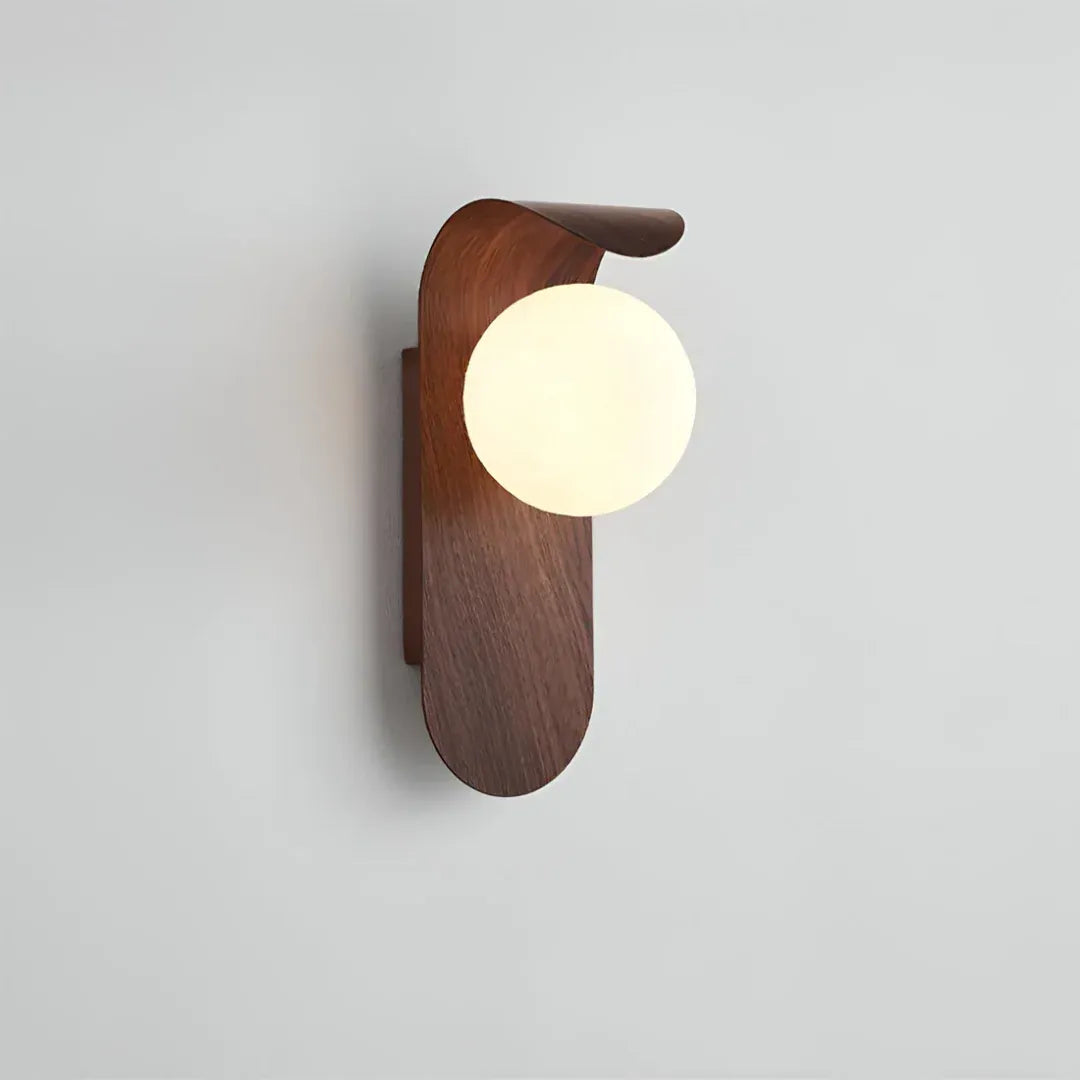Scandinavian Wood Globe Wall Sconce | Warm & Cold White LED