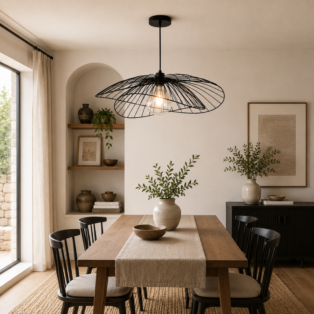 Broome 65cm Black Wire Globe Pendant Light