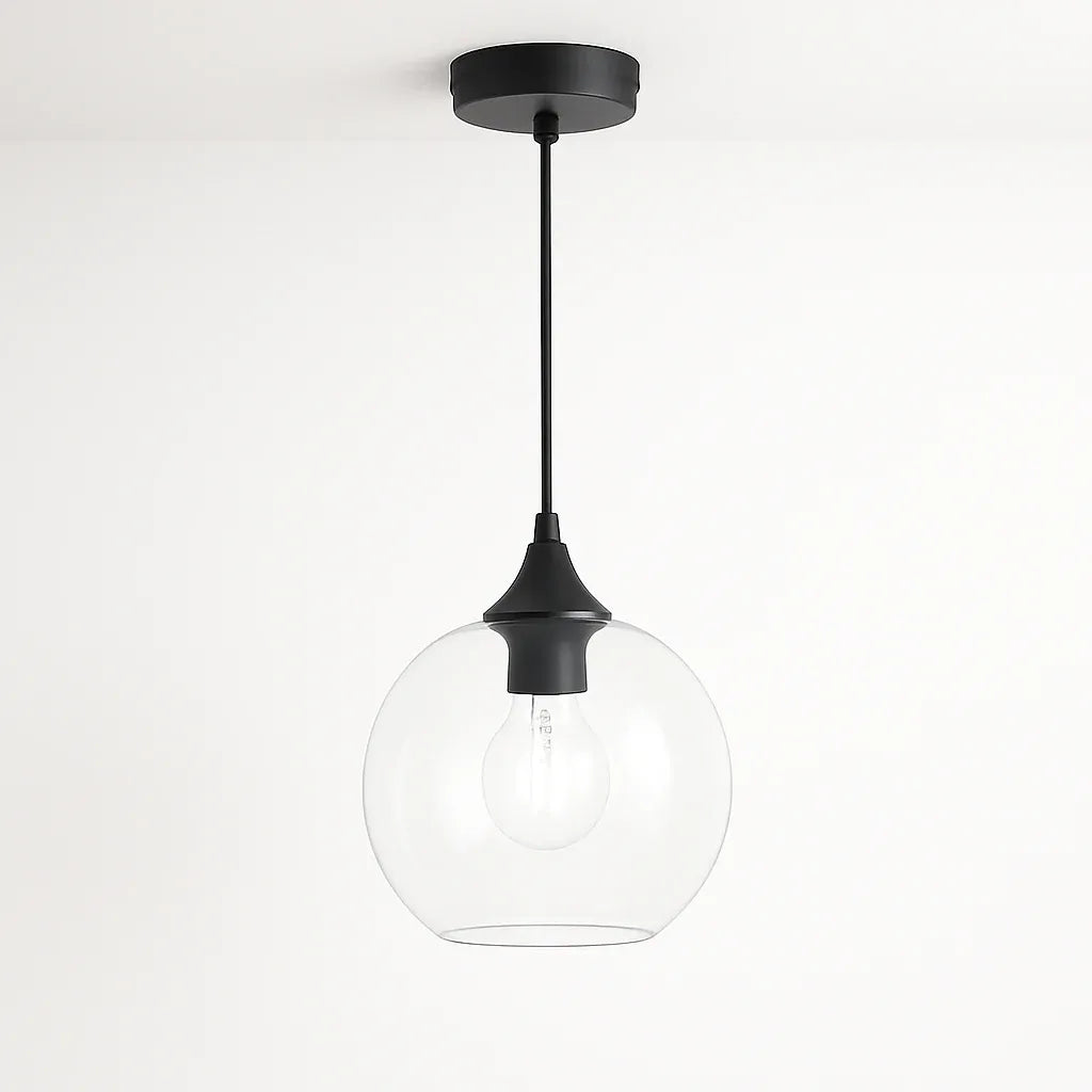 Irvine Matt Black Globe Pendant Light | 4 Glass Finishes