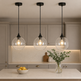 Irvine Matt Black Globe Pendant Light | 4 Glass Finishes