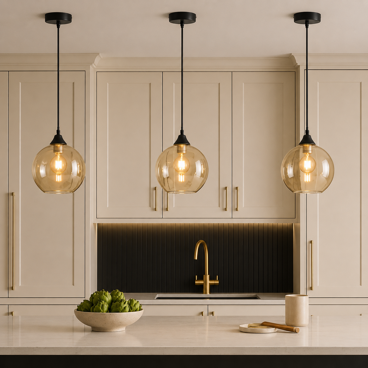 Irvine Matt Black Globe Pendant Light | 4 Glass Finishes