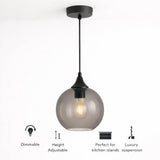 Irvine Matt Black Globe Pendant Light | 4 Glass Finishes