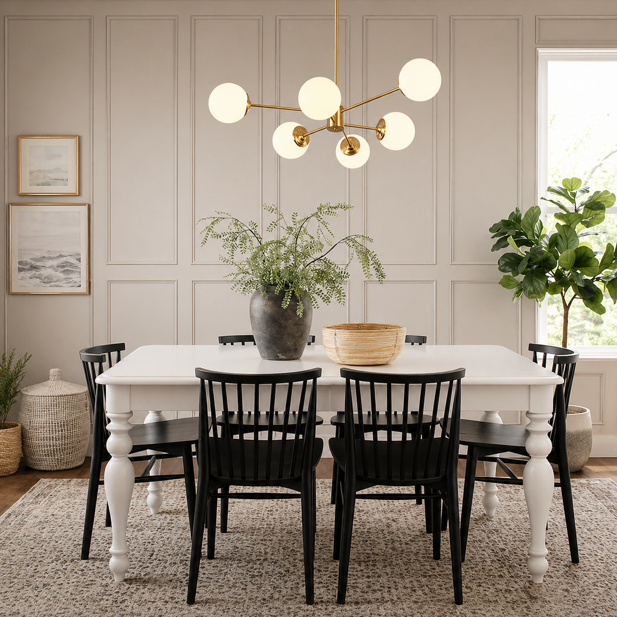 6/8/12-Light Two-Tier Sputnik Opal Globe Chandelier