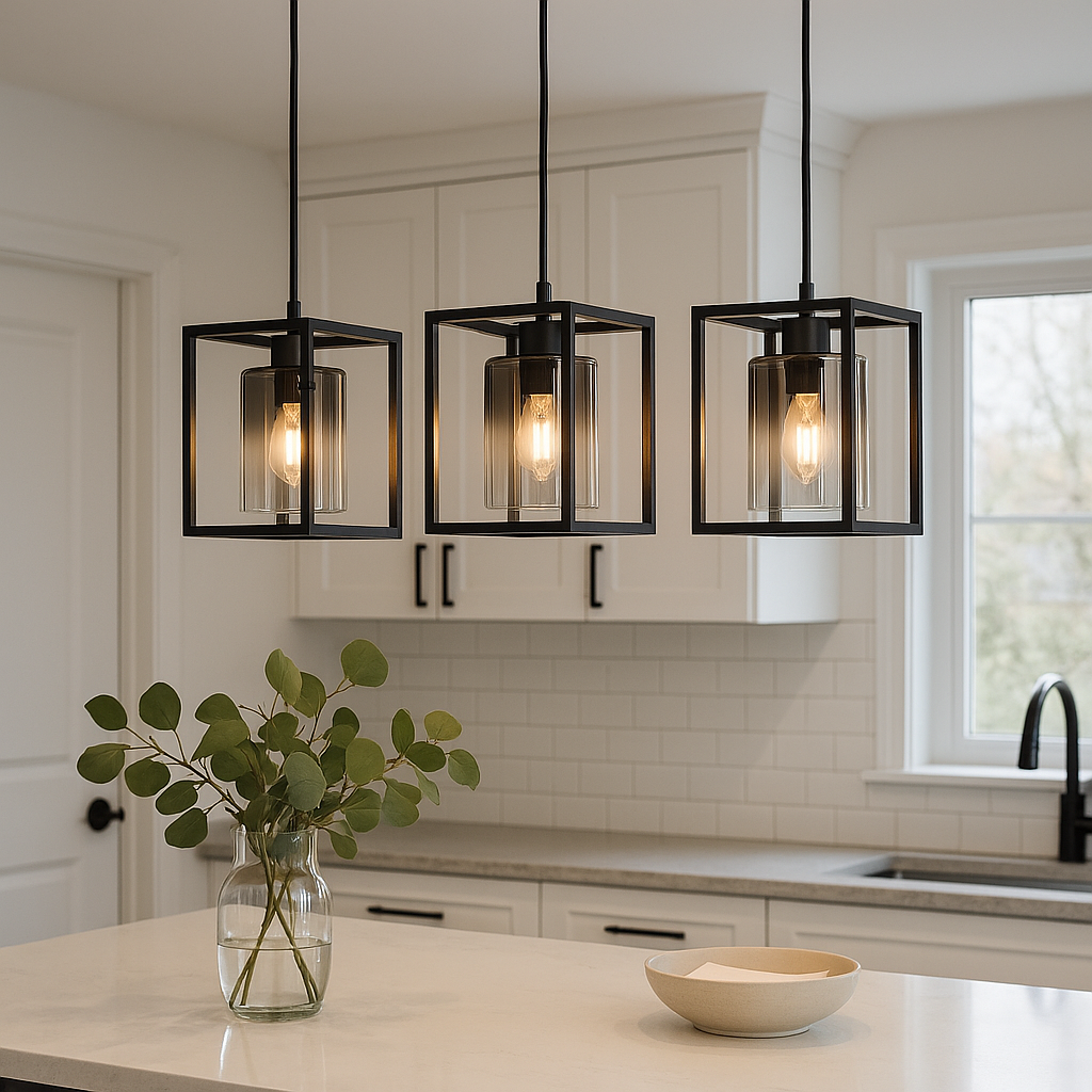 Copeland Kitchen Island Pendant Light – Black Smoked Glass