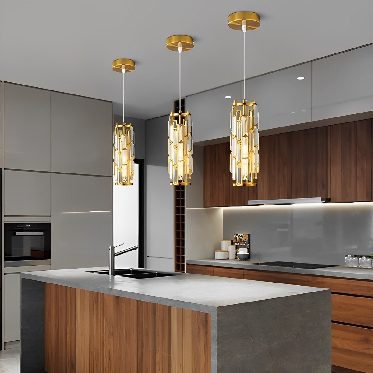Elowen Crystal Cluster Pendant Light Gold 1-Light