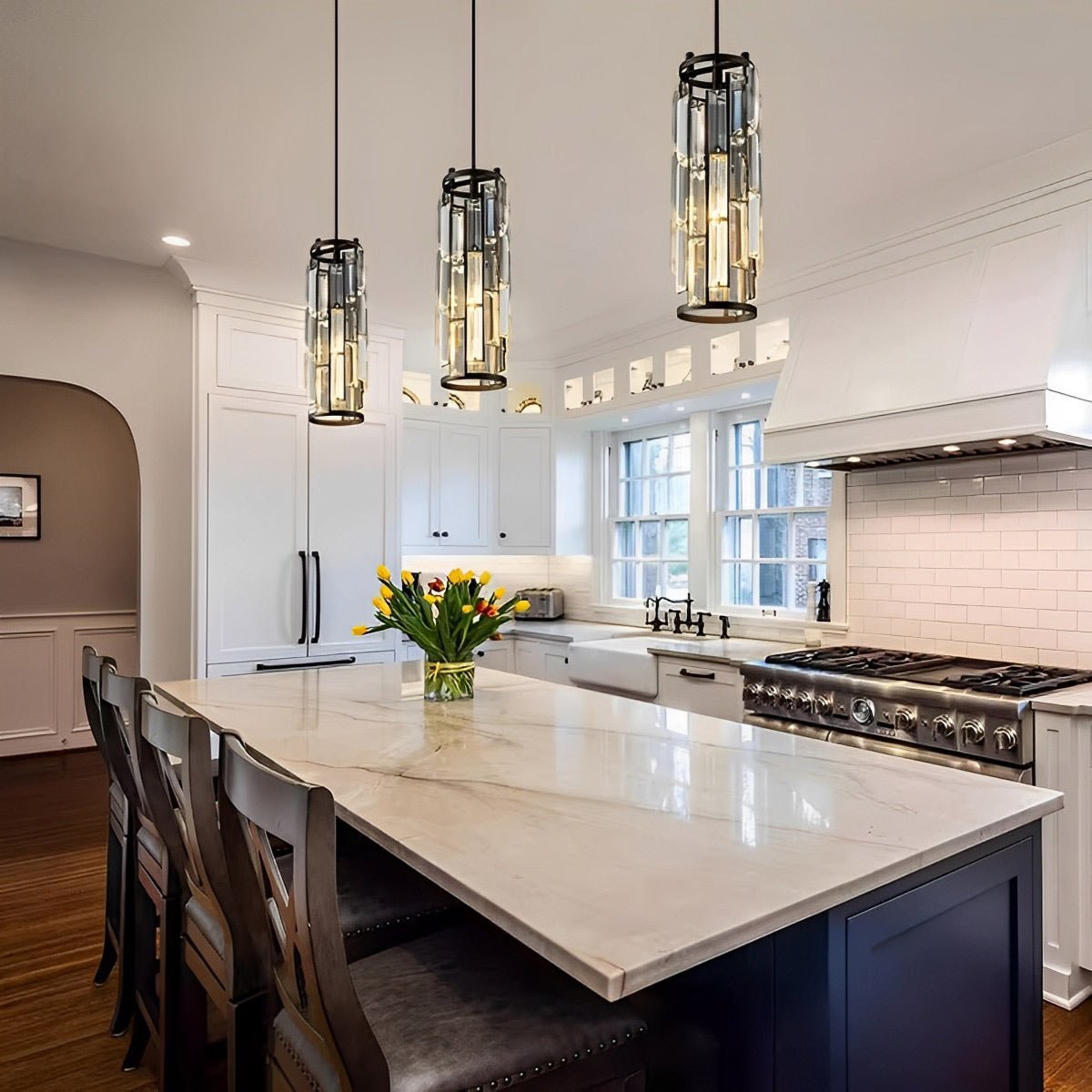 Elowen Crystal Cluster Pendant Light in a kitchen setting