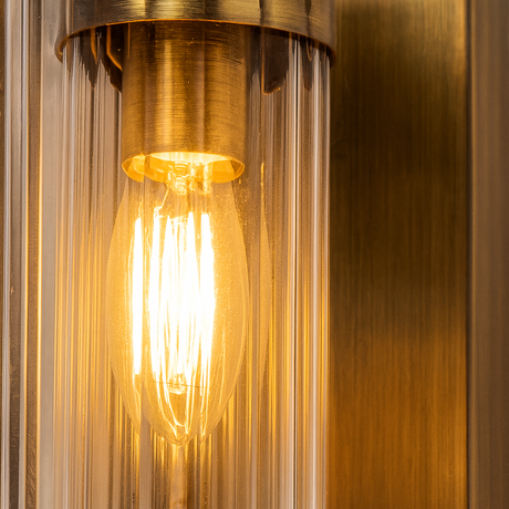 Edith Bathroom Wall Light – Antique Brass Ribbed Glass