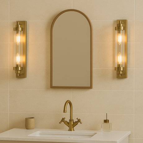 Edith Bathroom Wall Light – Antique Brass Ribbed Glass