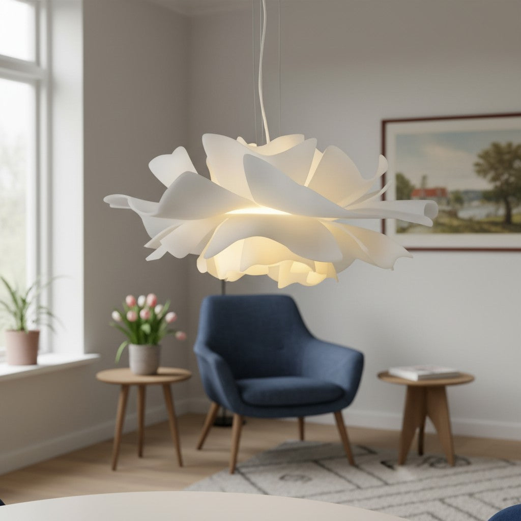 Nordic lotus pendant lifestyle dining room — GildNest UK
