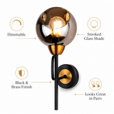 Grafton Wall Light – Smoked Glass & Brass
