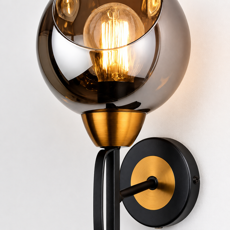 Grafton Wall Light – Smoked Glass & Brass