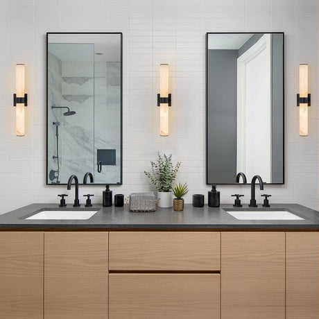 Glitre marble tube LED wall sconce in matte black — GildNest UK