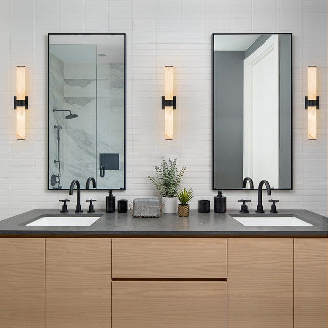 Glitre marble tube LED wall sconce in matte black — GildNest UK