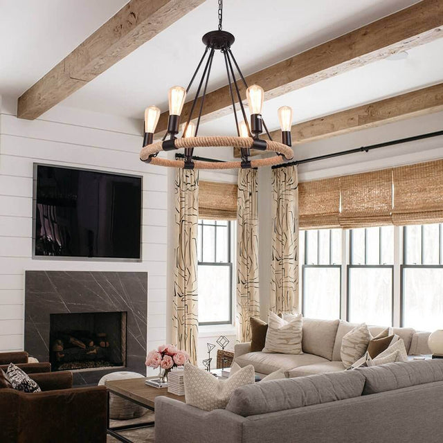 Vintage rope chandelier lifestyle dining room — GildNest UK