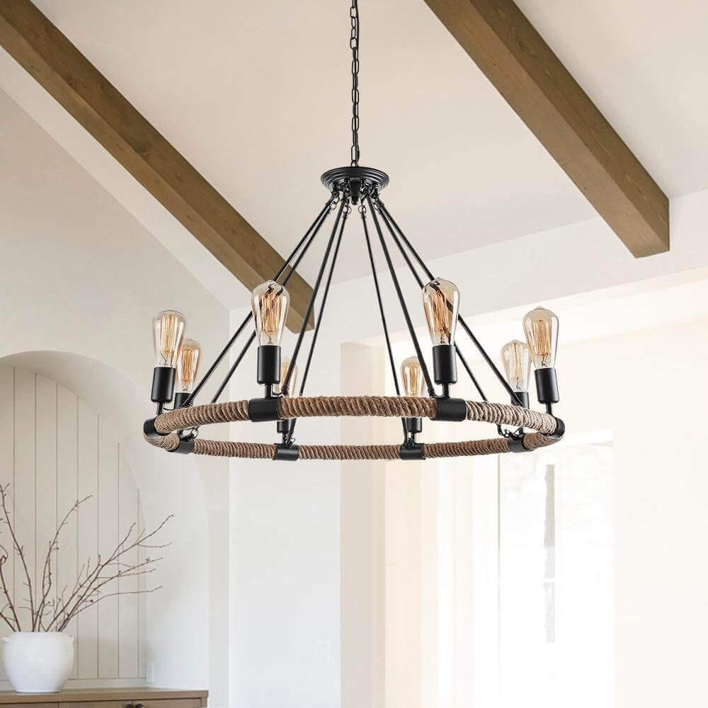 Vintage rope chandelier detail rope wrap — GildNest UK