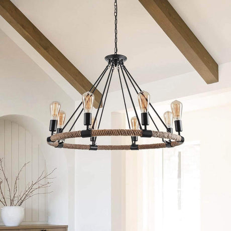Vintage rope chandelier detail rope wrap — GildNest UK