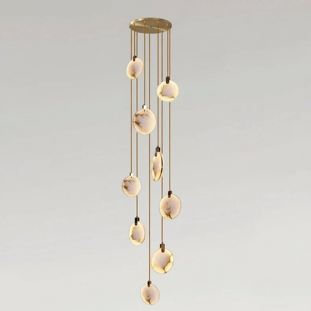 Lenzi Spanish Alabaster Disc Chandelier