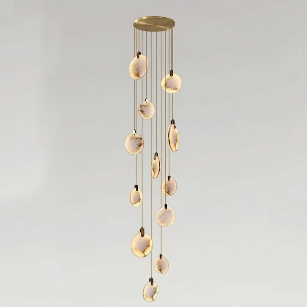 Lenzi Spanish Alabaster Disc Chandelier