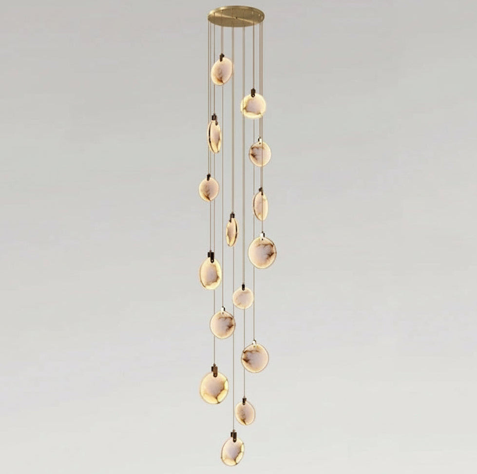 Lenzi Spanish Alabaster Disc Chandelier