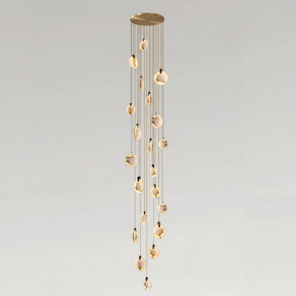 Lenzi Spanish Alabaster Disc Chandelier