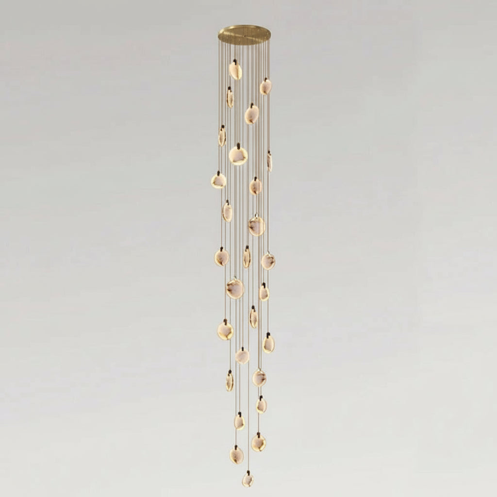 Lenzi Spanish Alabaster Disc Chandelier